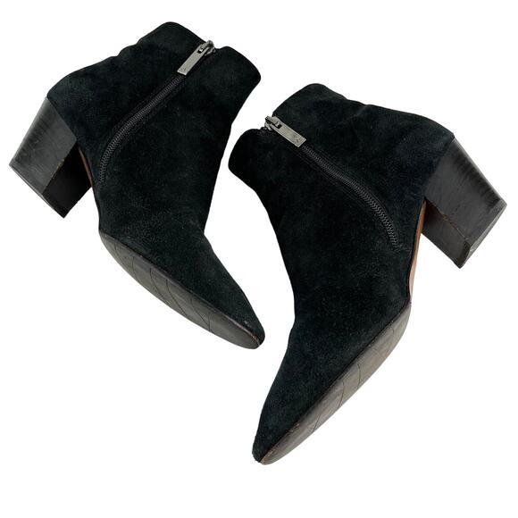 Aquatalia Italy Faylynn Weatherproof Booties 8 Black Pebbled Leather 2" Heels - Picture 10 of 14